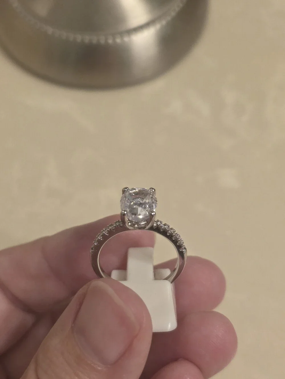 Silver and CZ Oval Cut Ring Size 8